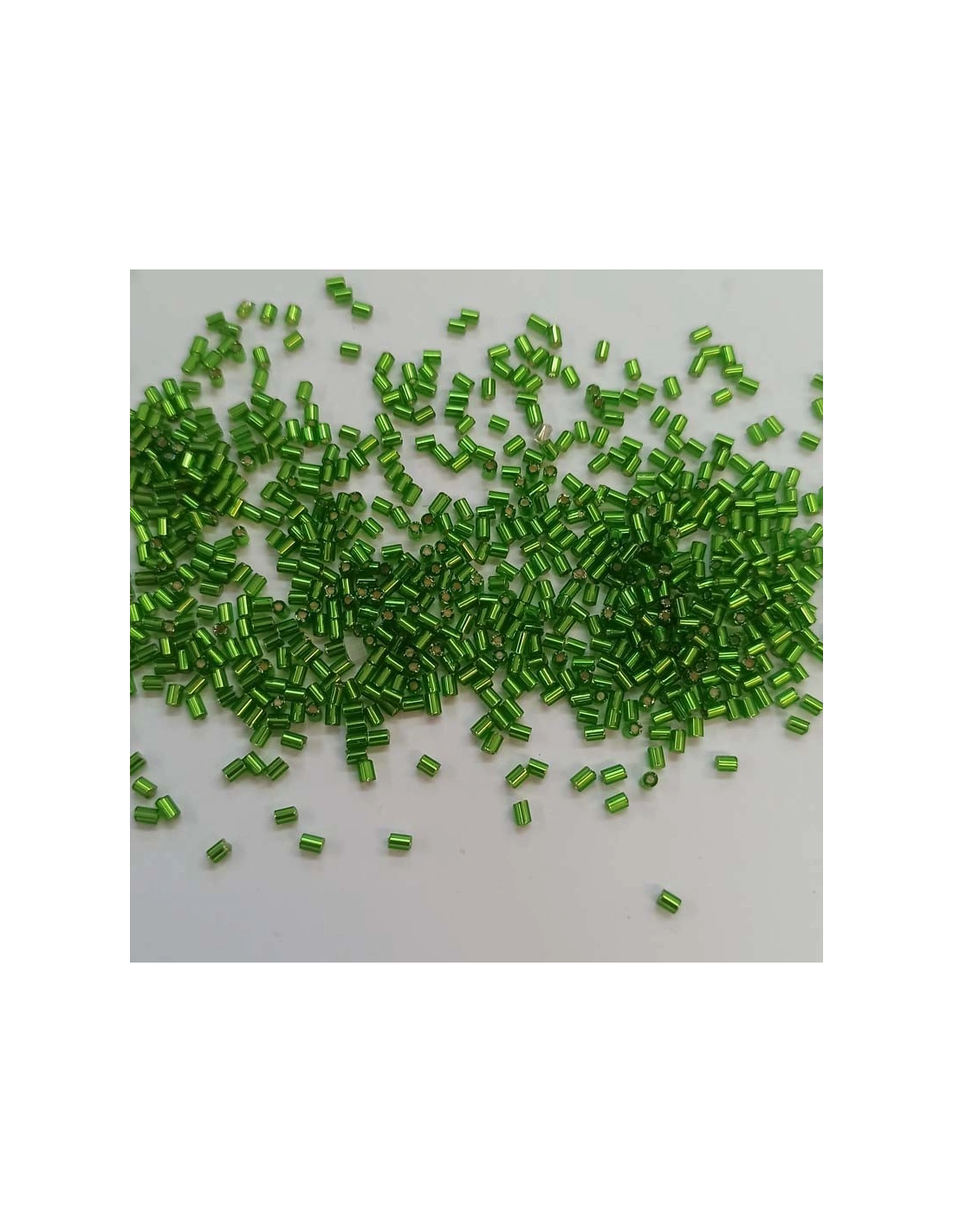 Bugle Preciosa 2 cuts 9/0 (mm 2,6) Peridot-Silver - 100GR - Rocailles and bugles
