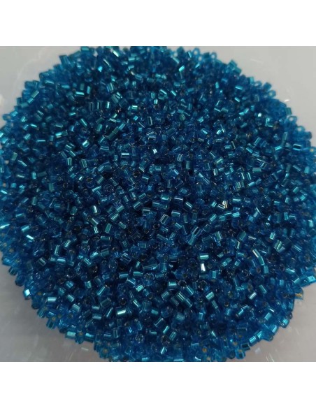 Bugle Preciosa 2 cuts 9/0 (mm 2,6) Capri Blue-Silver - 100GR - Rocailles and bugles
