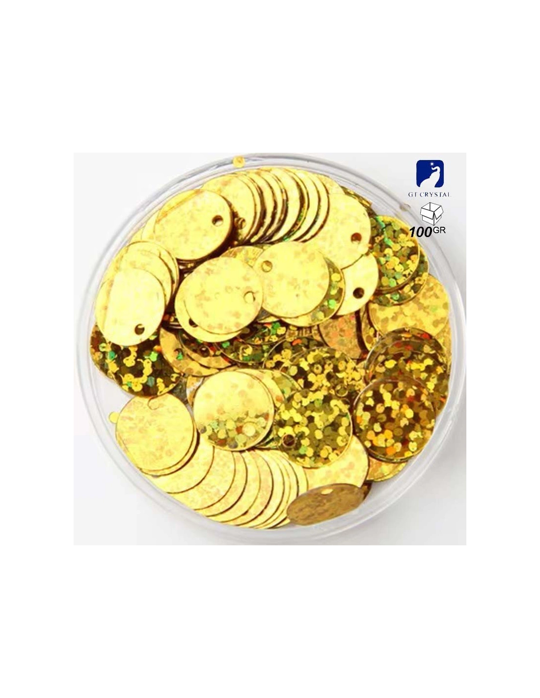 Paillettes da cucire Rotonde mm 25 Oro Glitter - 100GR