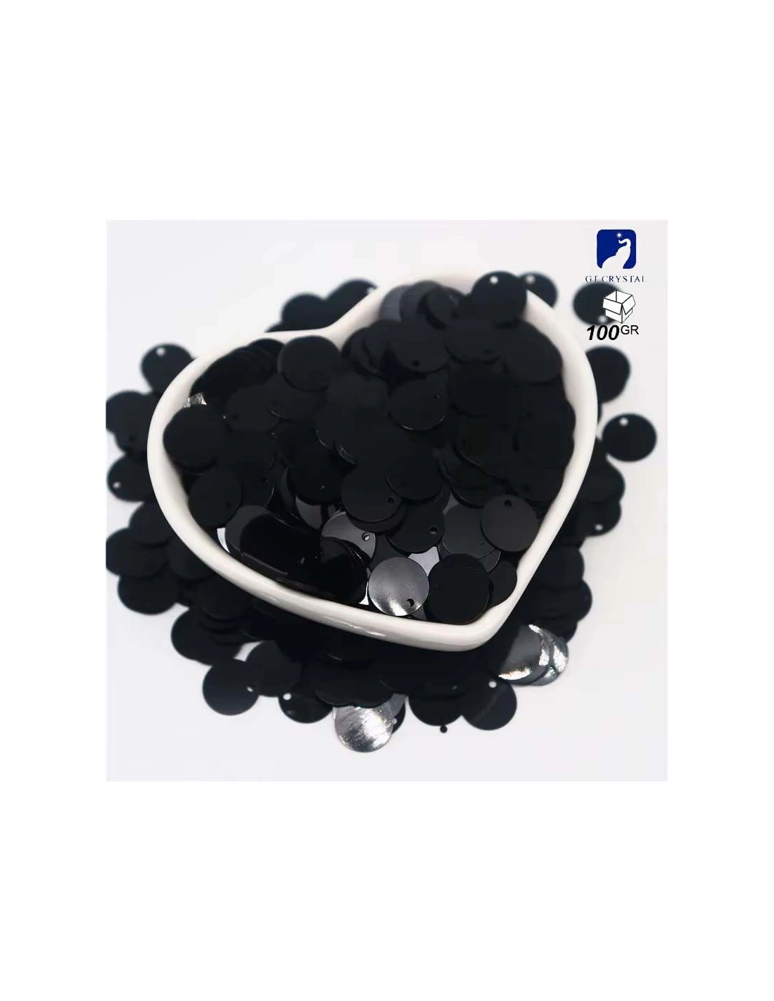 Round sewing sequins mm 25 Black - 100GR