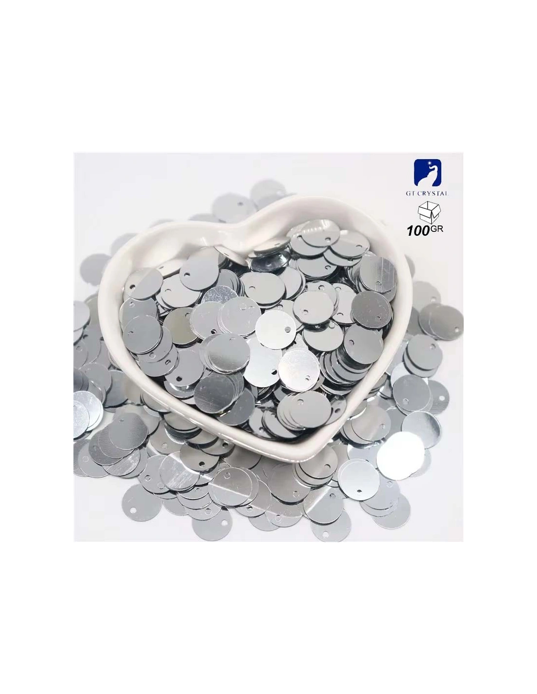 Paillettes da cucire Rotonde mm 25 Silver - 100GR