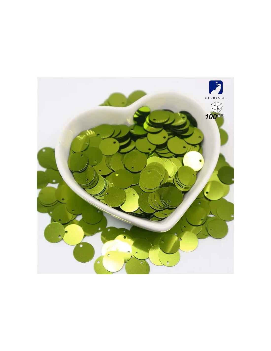 Round sewing sequins mm 25 Peridot - 100GR