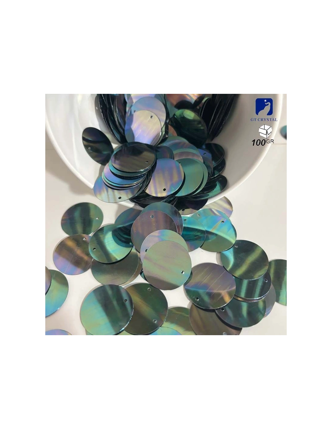 Round sewing sequins mm 25 Rainbow - 100GR