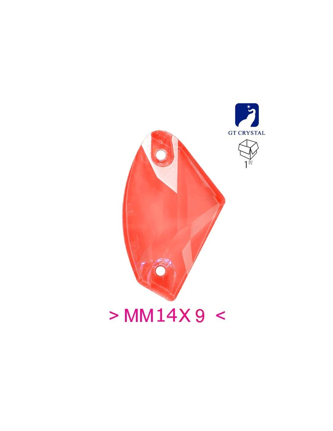Pietra da Cucire in Cristallo GT Crystal Galactic mm 14x9 Arancio Fluo - 1PZ