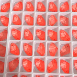 Pietra da Cucire in Cristallo GT Crystal Galactic mm 14x9 Arancio Fluo - 1PZ 2
