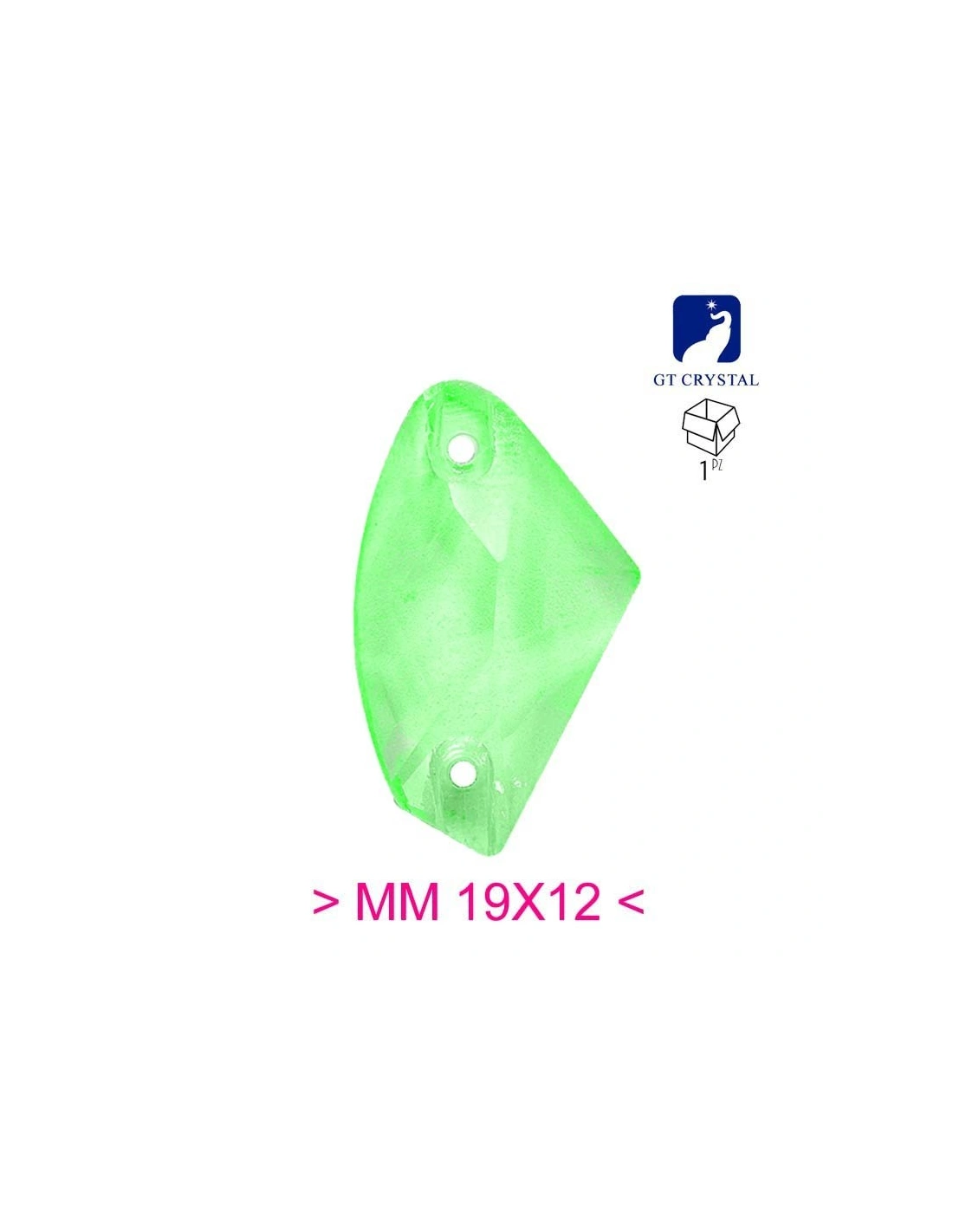 Pietra da Cucire in Cristallo GT Crystal Galactic mm 19x12 Verde Fluo - 1PZ