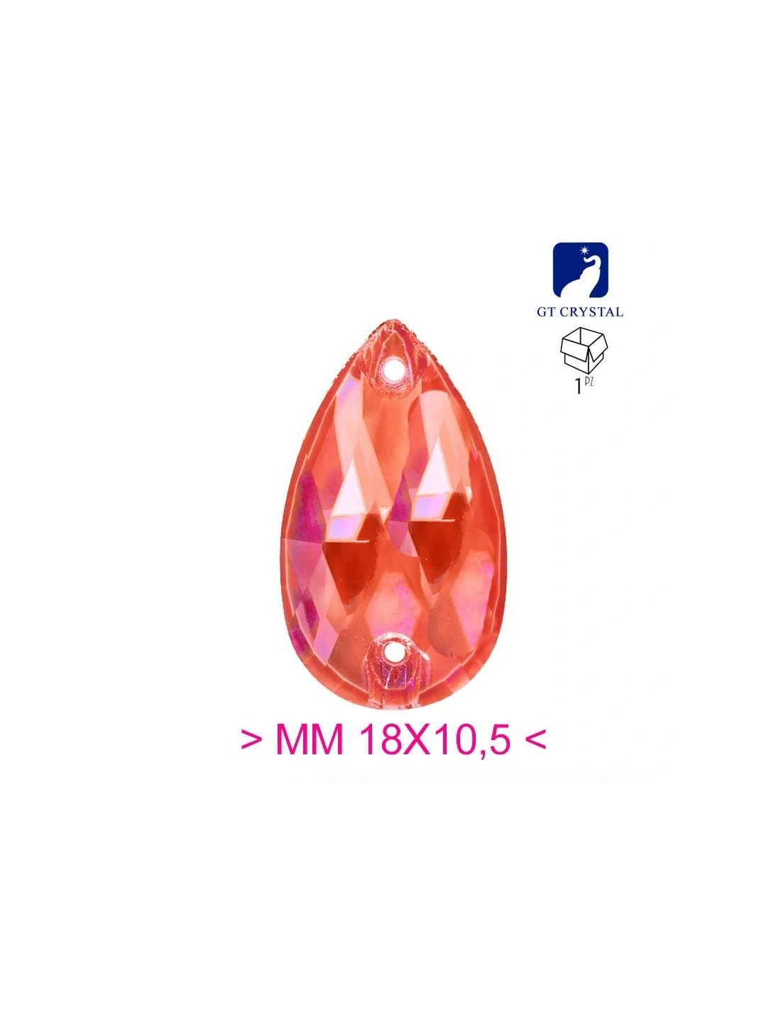 Stone Drop mm 18x10,5 Siam - 1PC - Stone to be sewn all crystal