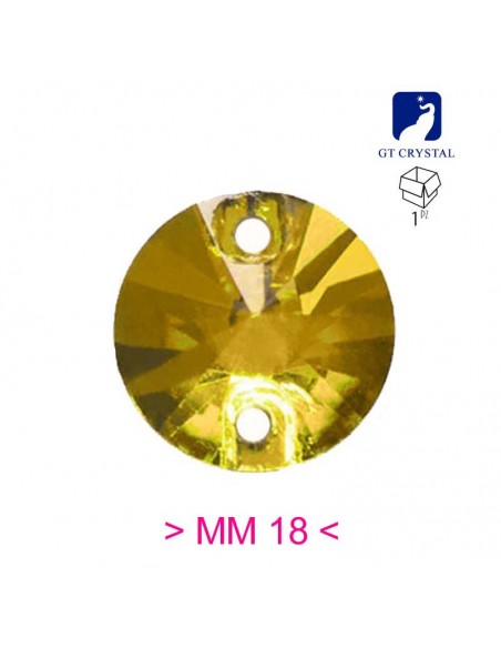 Pietra da Cucire in Cristallo GT Crystal Tondo mm 18 Light Topaz - 1PZ
