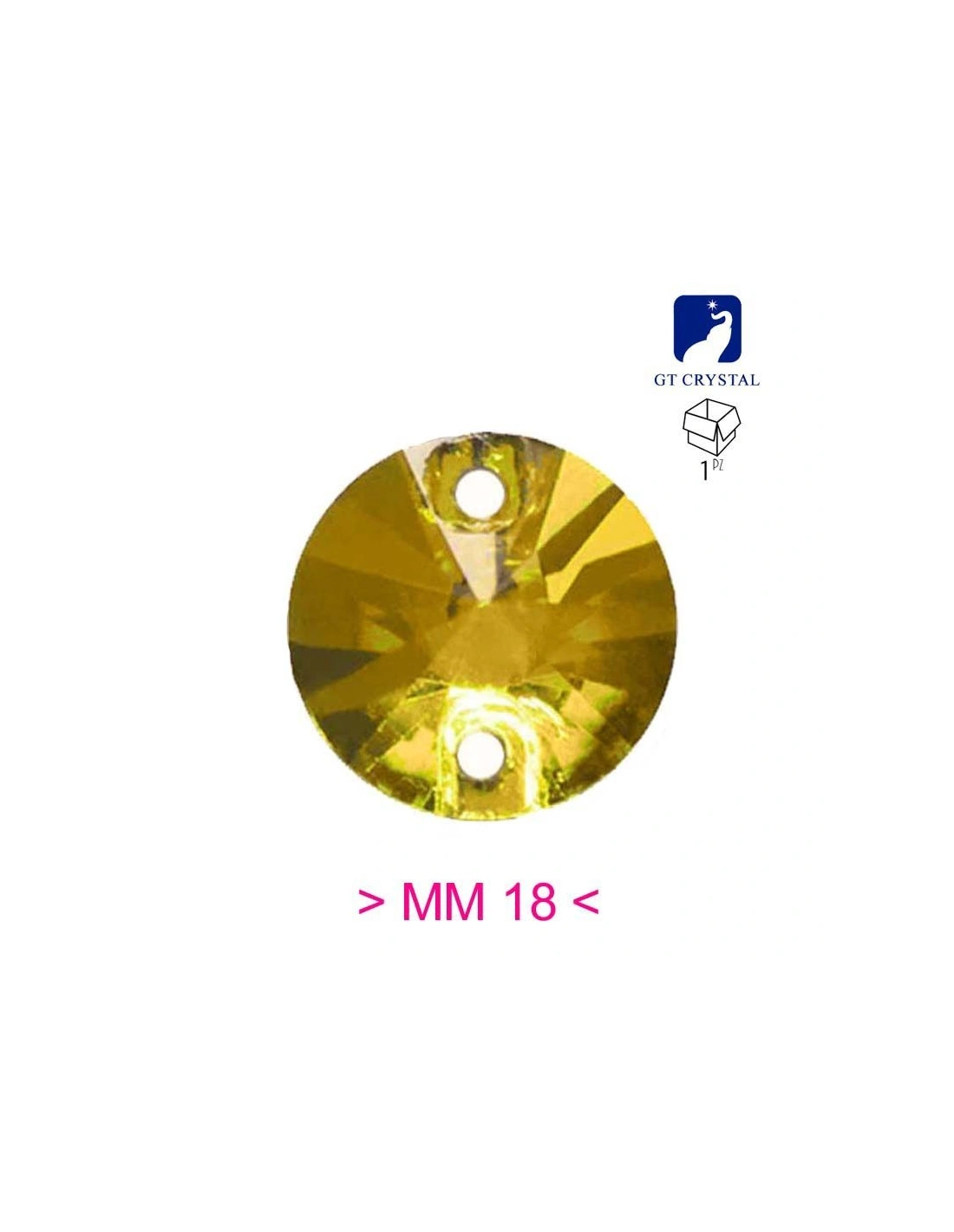 Stone Round mm 14 light topaz- 1PC - Stone to be sewn all crystal