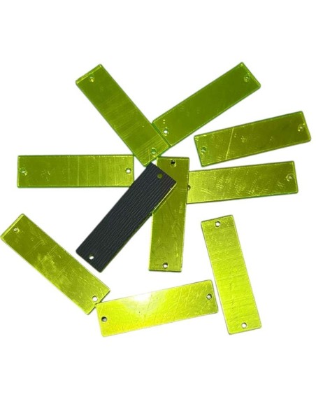 Specchietto Rettangolo mm 10x35  Verde Fluo - 10PZ