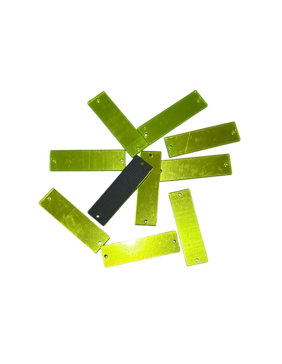 Specchietto Rettangolo mm 10x35  Verde Fluo - 10PZ