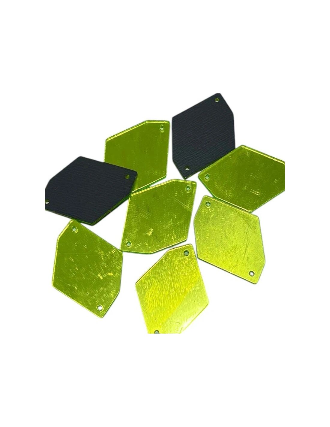 Specchietto Rombo sei Lati mm 24x34 Verde Fluo - 10PZ