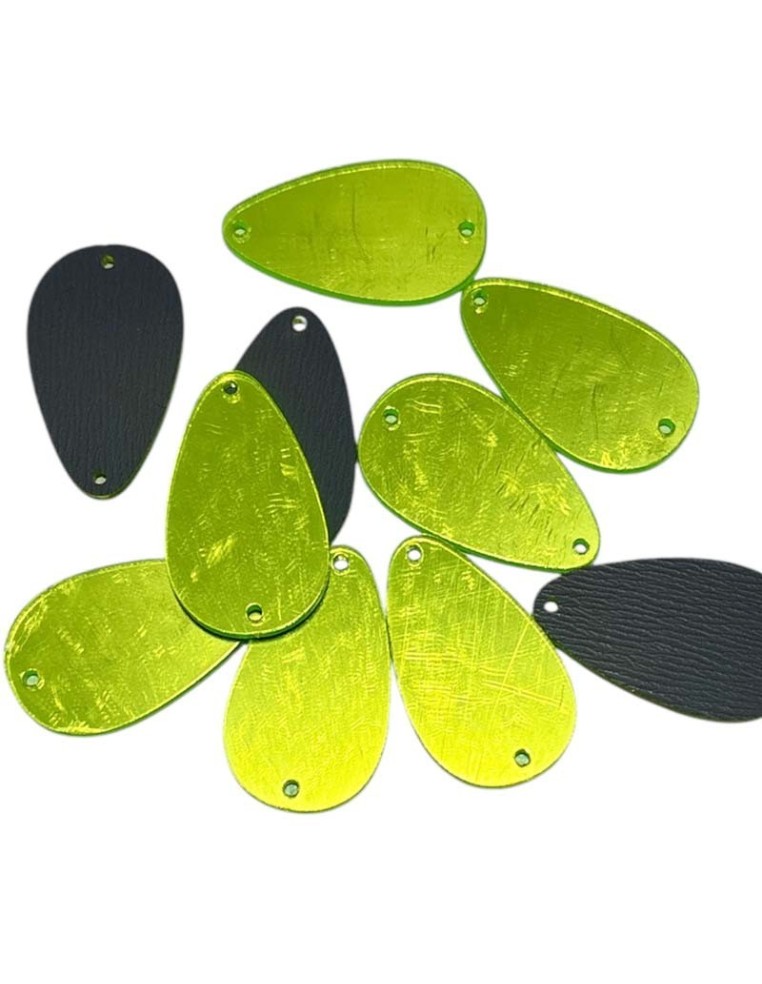 Specchietto Goccia mm 28X17 Verde Fluo - 10PZ