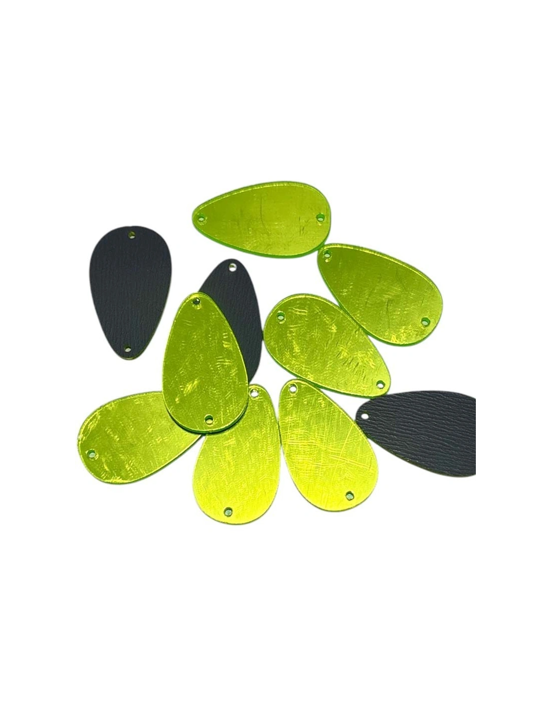 Specchietto Goccia mm 28X17 Verde Fluo - 10PZ
