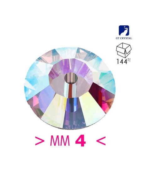Pietra da Cucire in Cristallo GT Crystal Loch Rose mm 4 Crystal AB - 144PZ