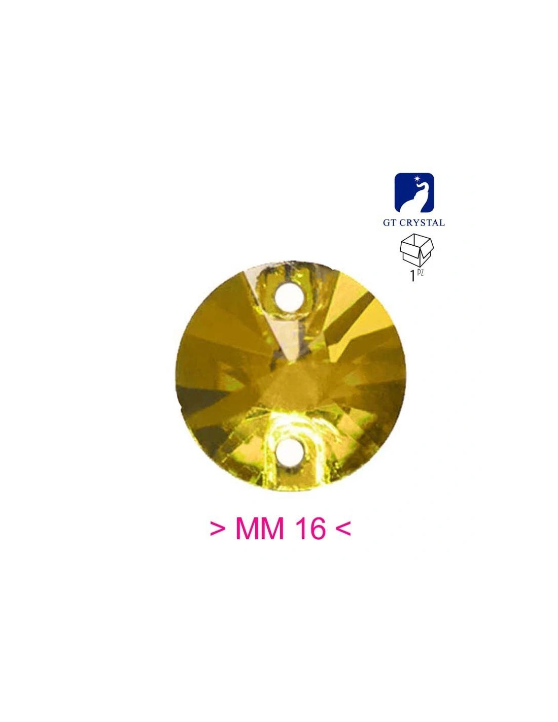 Stone Round mm 16 Light Topaz- 1PC - Stone to be sewn all crystal