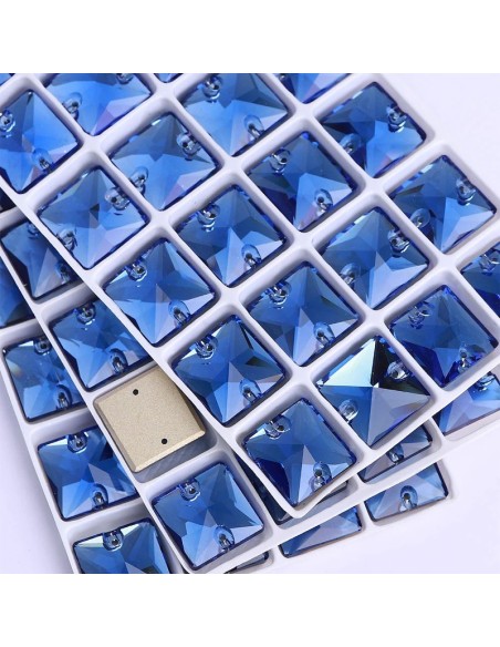 Pietra da Cucire in Cristallo GT Crystal Quadrato mm 16 Sapphire - 1PZ