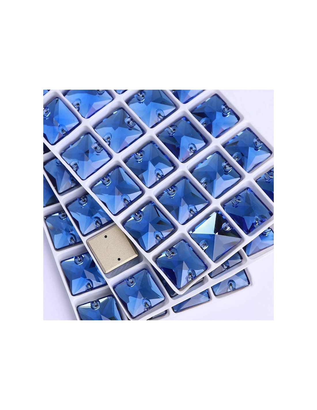 Pietra da Cucire in Cristallo GT Crystal Quadrato mm 16 Sapphire - 1PZ