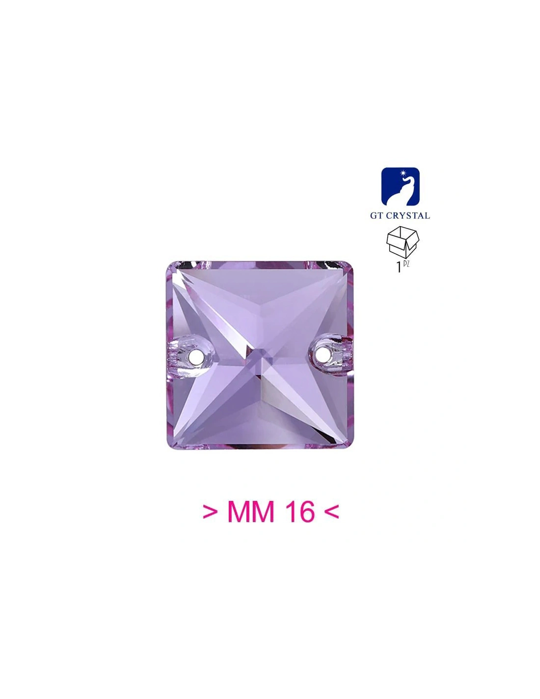 Pietra da Cucire in Cristallo GT Crystal Quadrato mm 16 Violet - 1PZ