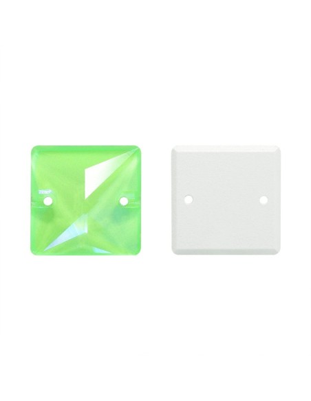 Pietra da Cucire in Cristallo GT Crystal Quadrato mm 16 Verde Fluo AB - 1PZ