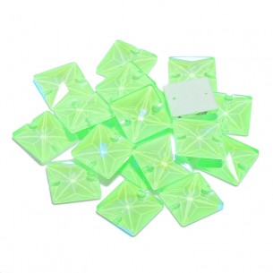 Pietra da Cucire in Cristallo GT Crystal Quadrato mm 16 Verde Fluo AB - 1PZ 2