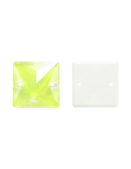 Pietra da Cucire in Cristallo GT Crystal Quadrato mm 16 Giallo Fluo AB - 1PZ