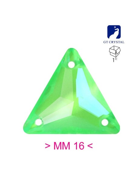 Pietra da Cucire in Cristallo GT Crystal Triangolo mm 16 Verde Fluo AB - 1PZ