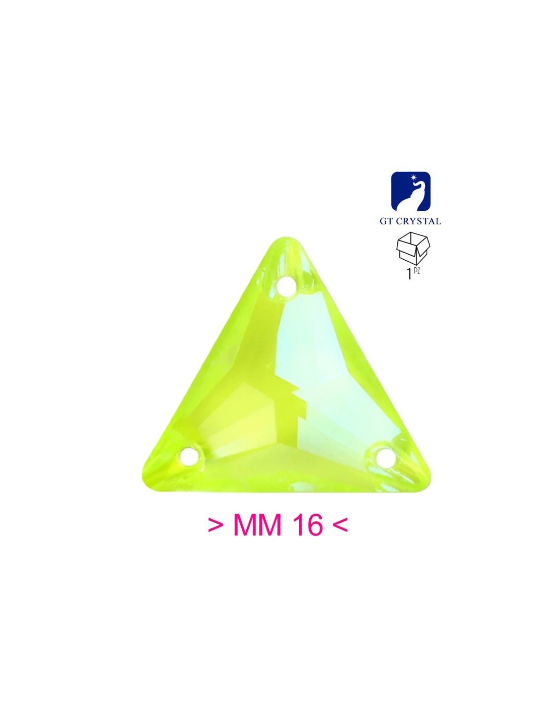 Stone Triangle mm 16 Hematite - 1PC - Stone to be sewn all crystal