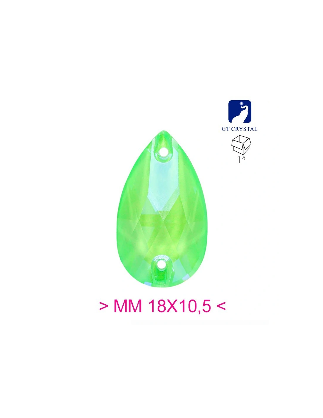 Stone Drop mm 18x10,5 Emerald - 1PC - Stone to be sewn all crystal