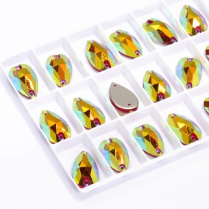 Pietra da Cucire in Cristallo GT Crystal Goccia mm 18x10,5 Siam AB - 1PZ 2