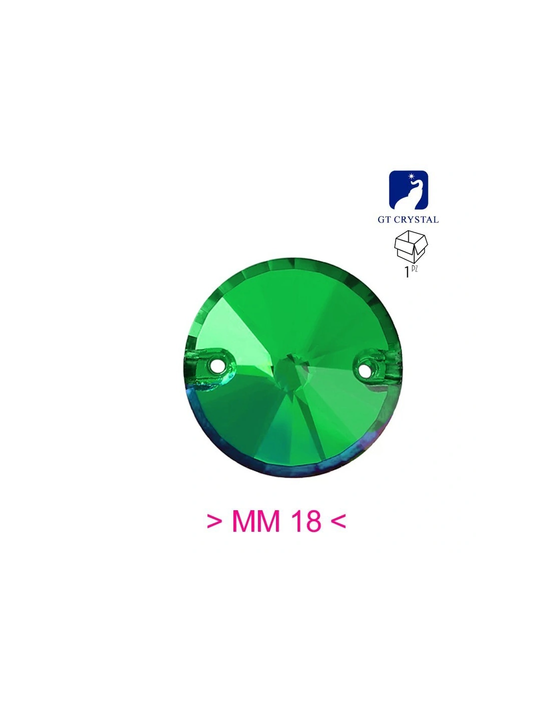 Stone Round mm 18 Emerald - 1PC - Stone to be sewn all crystal