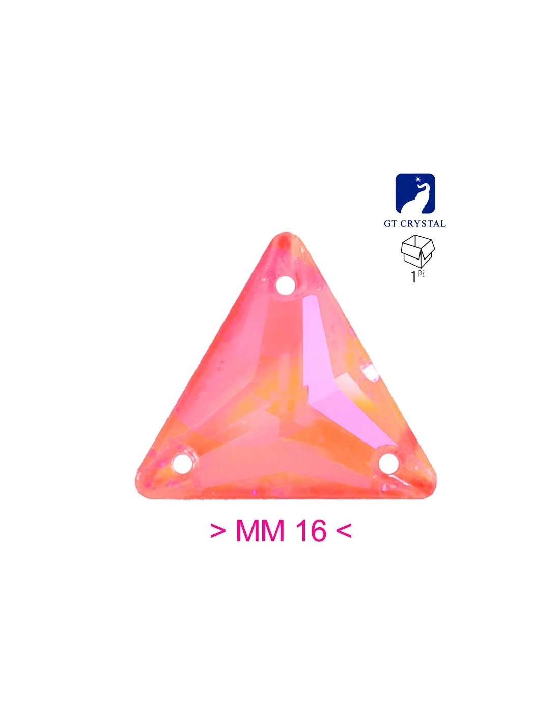 Stone Triangle mm 16 Hematite - 1PC - Stone to be sewn all crystal