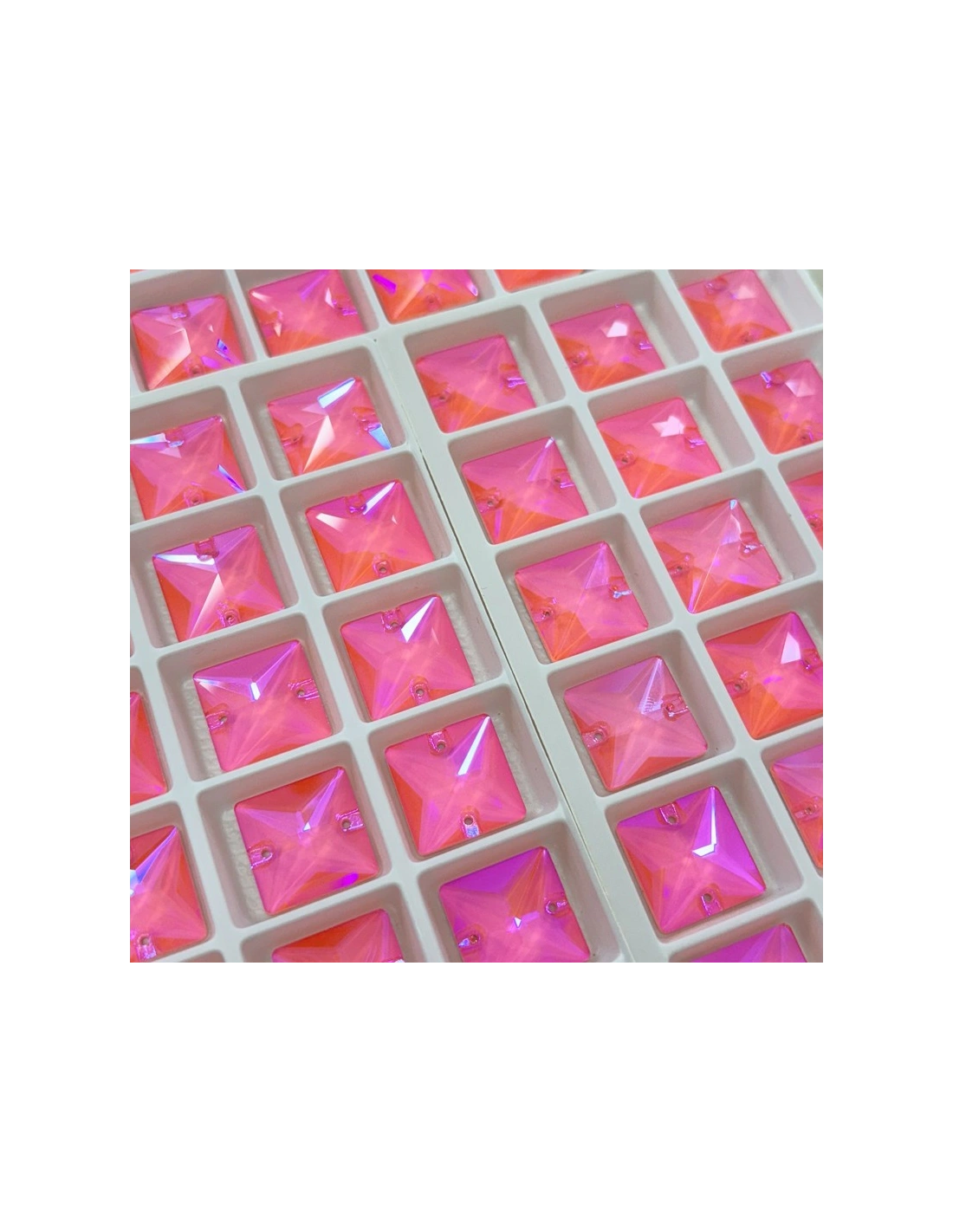 Pietra da Cucire in Cristallo GT Crystal Quadrato mm 16 Arancio Fluo AB - 1PZ