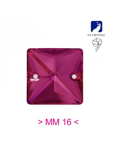 Pietra da Cucire in Cristallo GT Crystal Quadrato mm 16 Ruby - 1PZ Pietra da Cucire in Cristallo GT Crystal Quadrato mm 16 Ruby - 1PZ