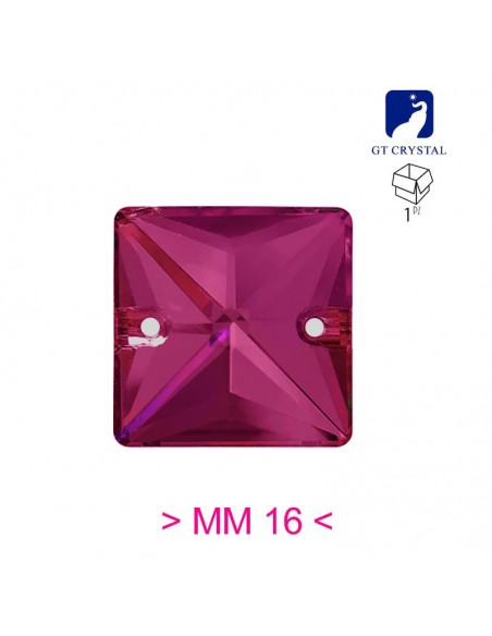 Pietra da Cucire in Cristallo GT Crystal Quadrato mm 16 Ruby - 1PZ Pietra da Cucire in Cristallo GT Crystal Quadrato mm 16 Ruby - 1PZ