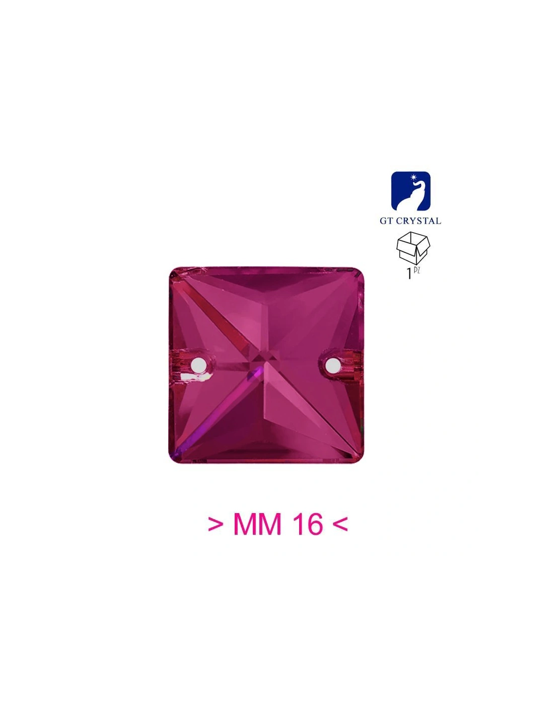 Pietra da Cucire in Cristallo GT Crystal Quadrato mm 16 Ruby - 1PZ