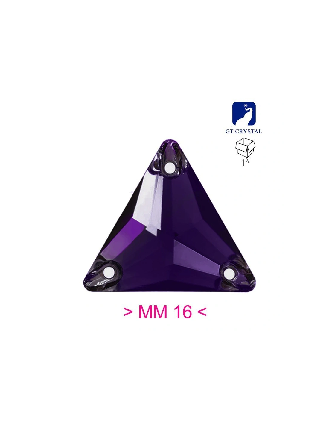 Pietra da Cucire in Cristallo GT Crystal Triangolo mm 16 Purple Velvet - 1PZ
