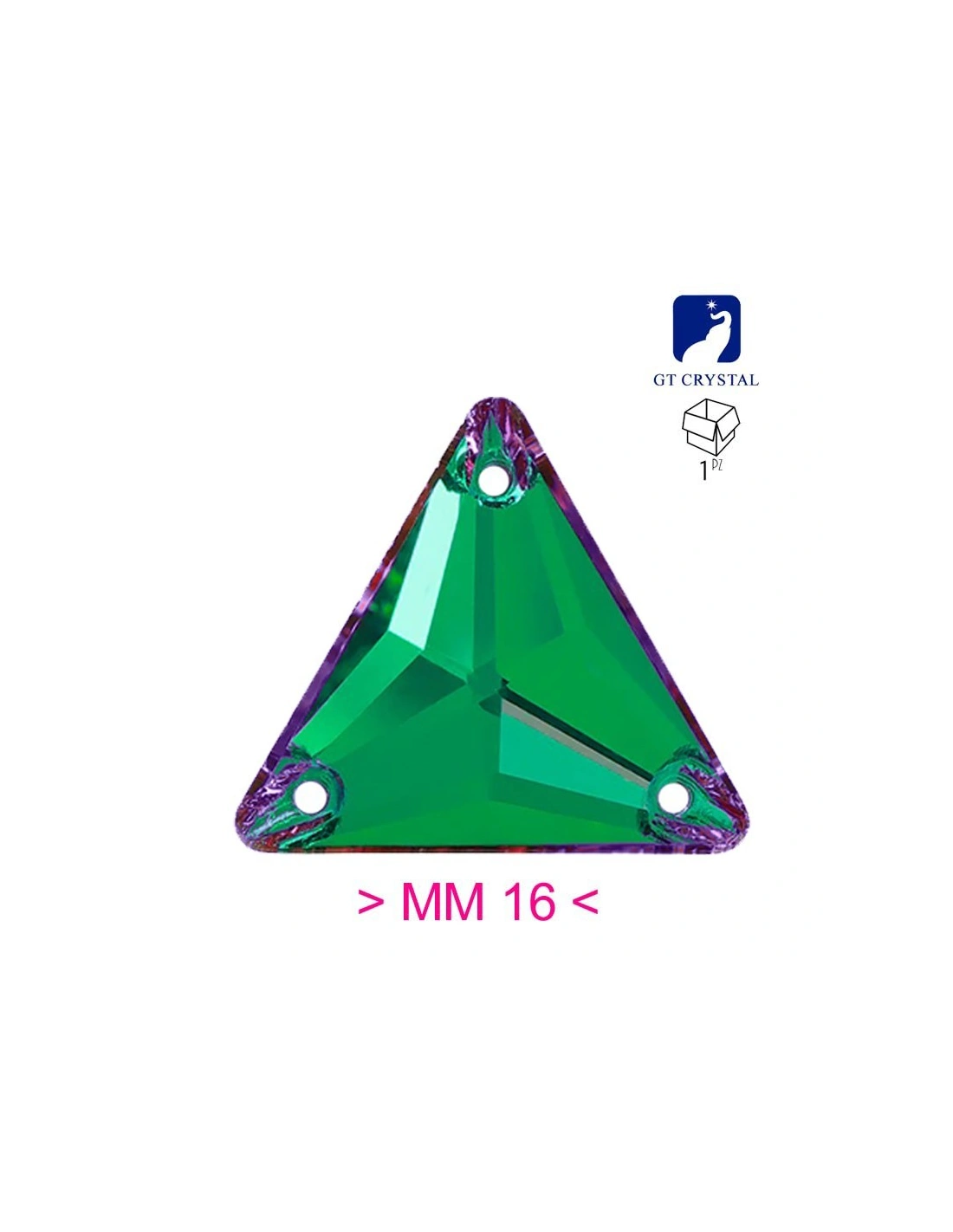 Pietra da Cucire in Cristallo GT Crystal Triangolo mm 16 Emerald - 1PZ