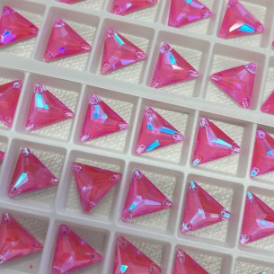 Pietra da Cucire in Cristallo GT Crystal Triangolo mm 16 Fuchsia Fluo AB - 1PZ 2