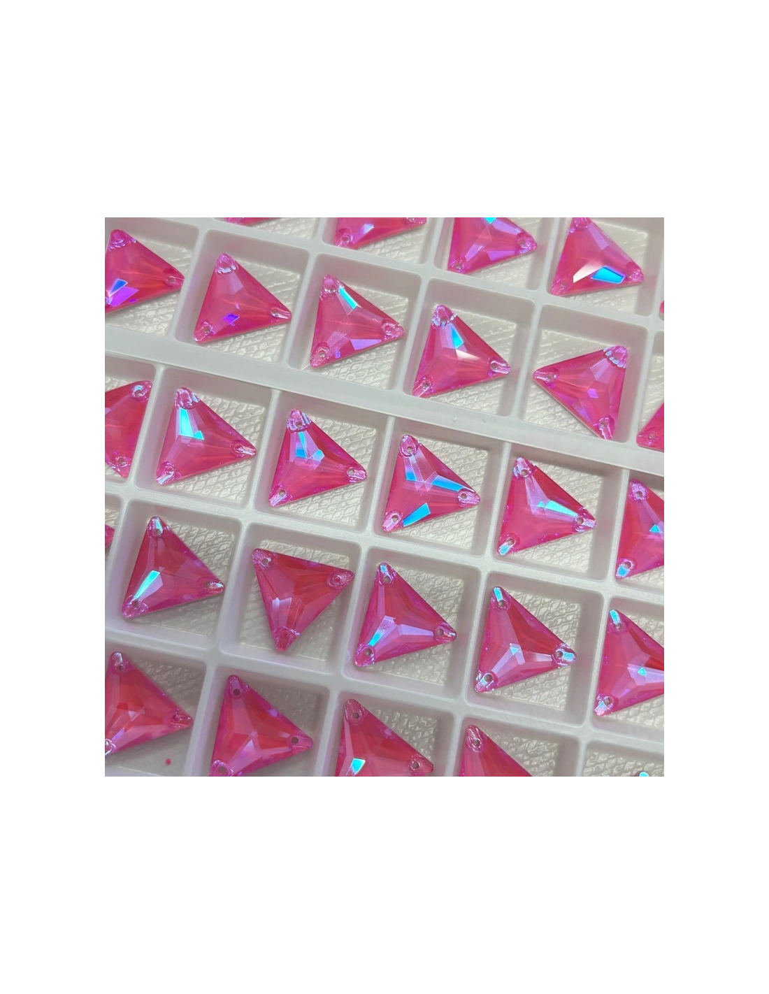 Pietra da Cucire in Cristallo GT Crystal Triangolo mm 16 Fuchsia Fluo AB - 1PZ