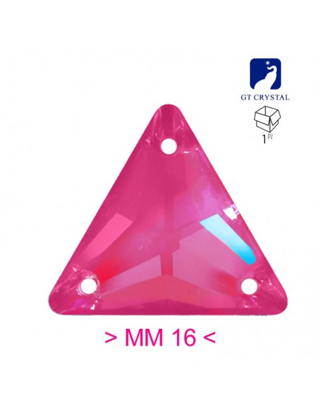 Pietra da Cucire in Cristallo GT Crystal Triangolo mm 16 Fuchsia Fluo AB - 1PZ