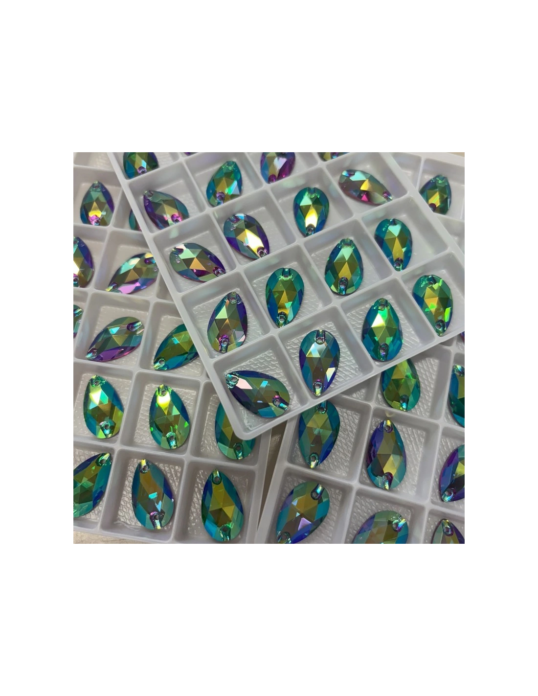 Pietra da Cucire in Cristallo GT Crystal Goccia mm 18x10,5 Emerald AB - 1PZ