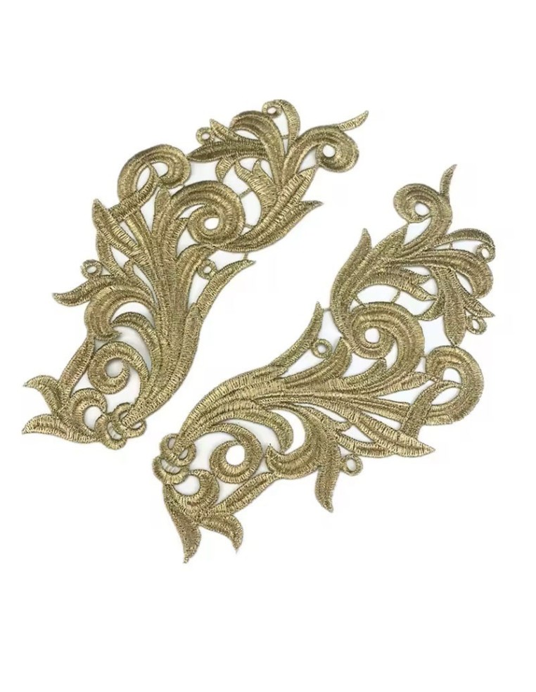 Application embroidered fabric Gold 18x5 cm - 1PA - Applications for Leotards and Dresses