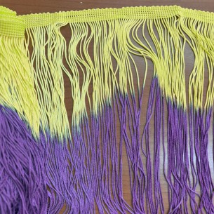 Frangia in Tripolino Bicolore cm 25 Giallo Fluo-Viola - Pacco 1 mt. 2