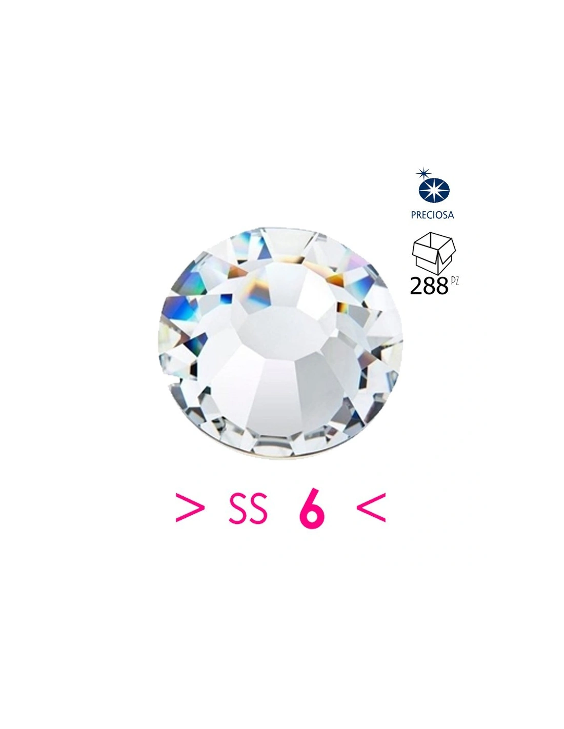 Rhinestones Preciosa  Hotfix ss 6 Crystal - 144 pcs - Size: ss6 (2 mm)