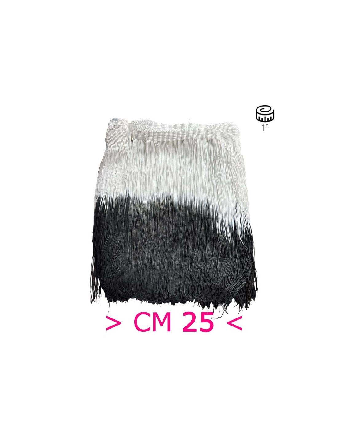 Tripolino Fringe Two-tone cm 25 White-Black - Pack of 1 mt.