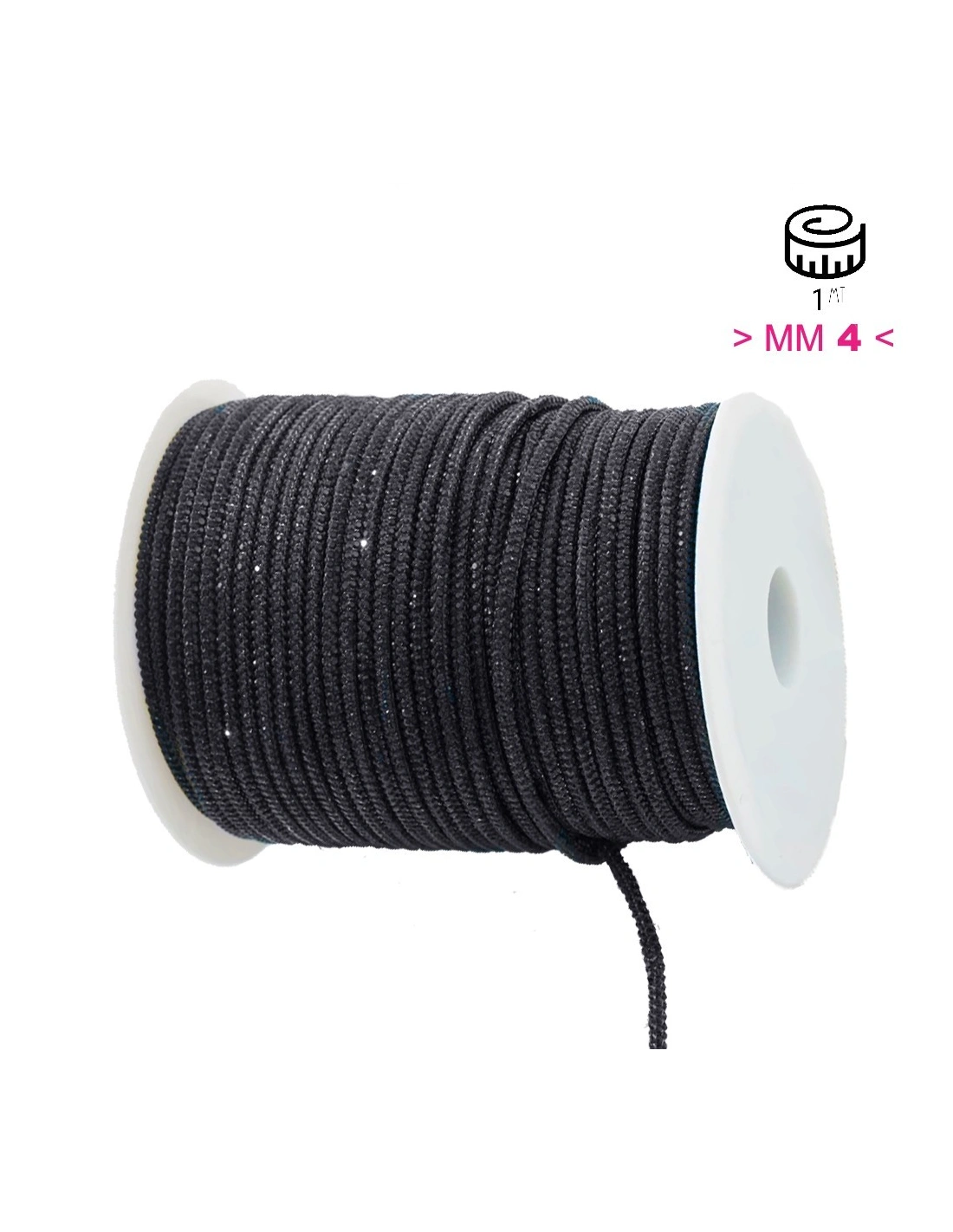 Cordoncino Strass mm 4 Nero - 1MT