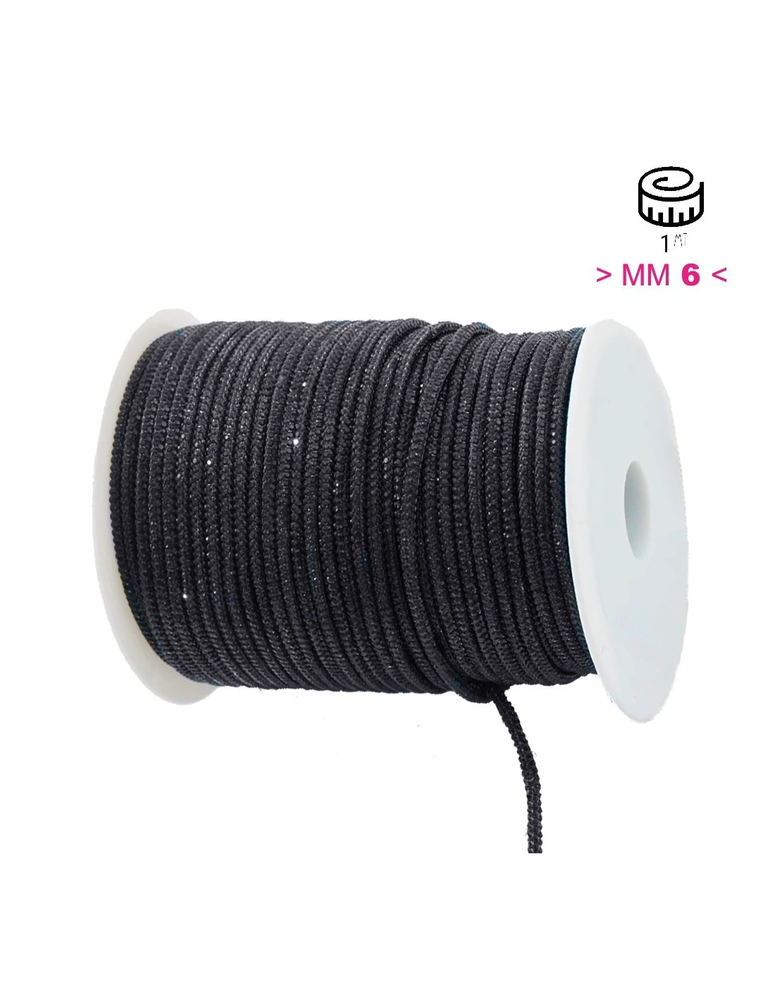 Cordoncino Strass mm 6 Nero - 1MT