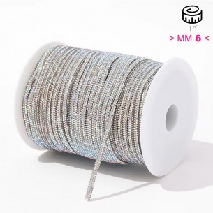 Cordoncino Strass mm 6 Crystal AB - 1MT