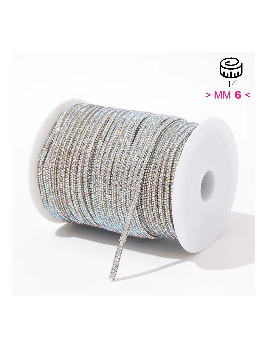 Cordoncino Strass mm 6 Crystal AB - 1MT